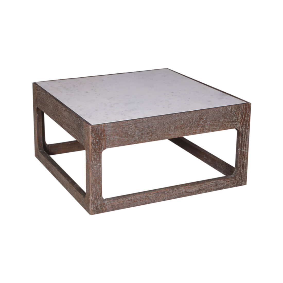 Table basse en teck avec plateau en marbre