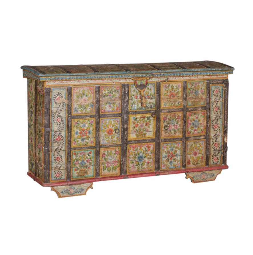 Boîte en bois peinte à la main