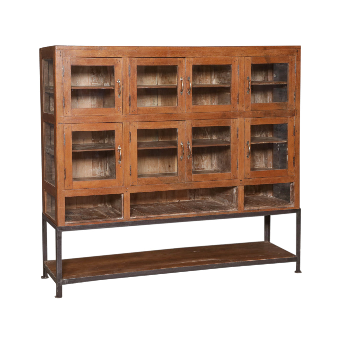 Buffet en teck recyclé avec support en fer