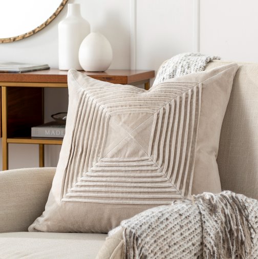 Coussin plissé en velours Akira