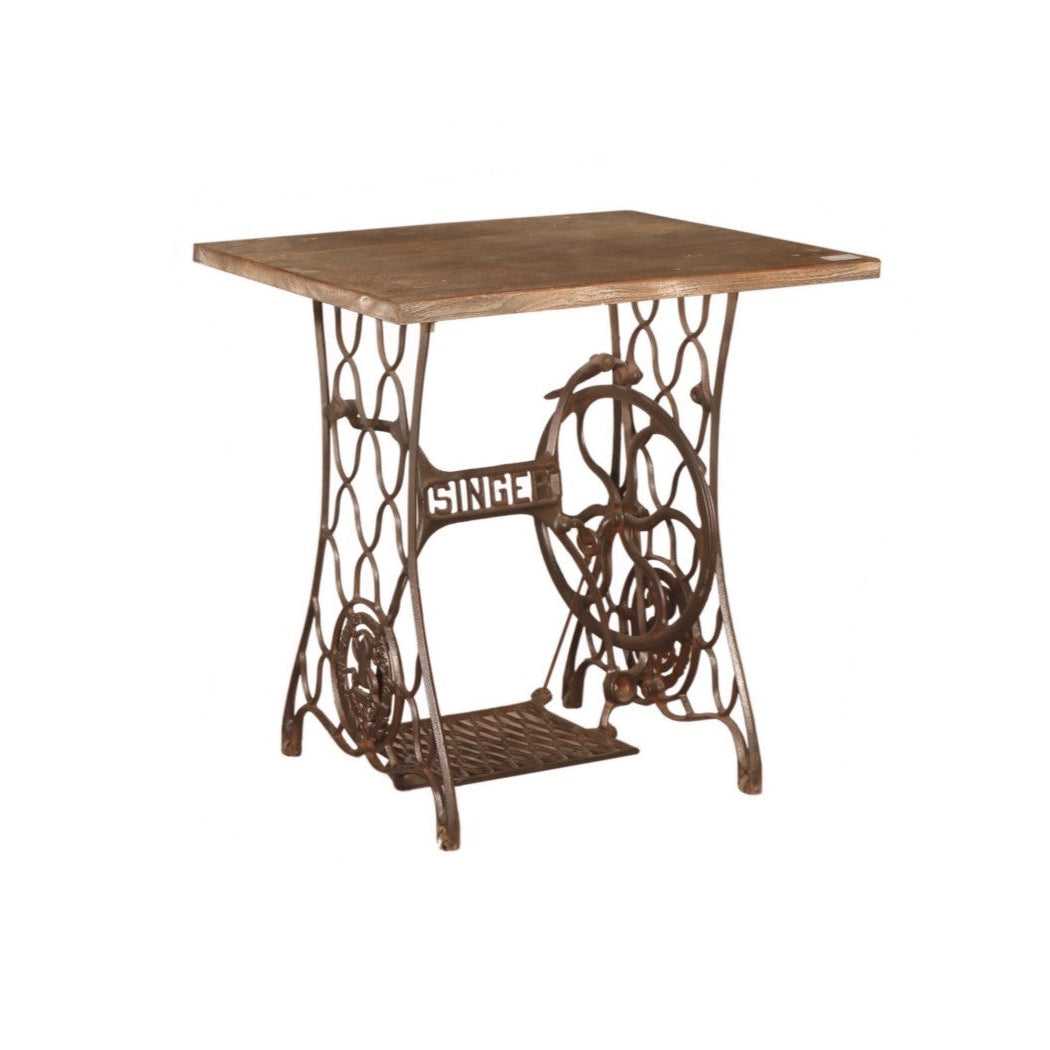 Table en fer avec plateau en teck