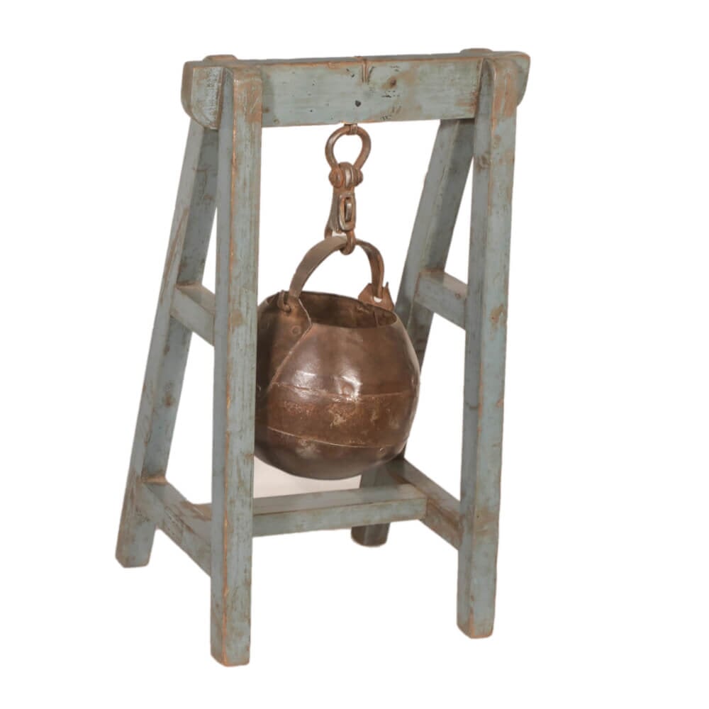 Jardinière en fer avec support en teck