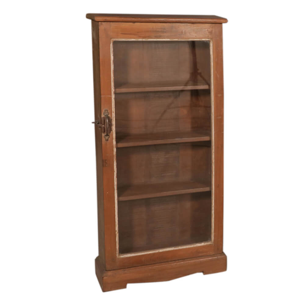 Meuble mince en teck avec verre