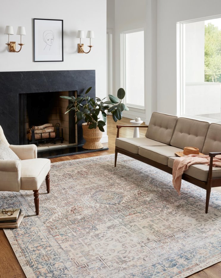 Tapis Chris Loves Julia × Loloi Jules, coloris Naturel/Océan