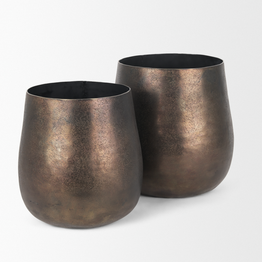 Jardinières en métal texturé Quade