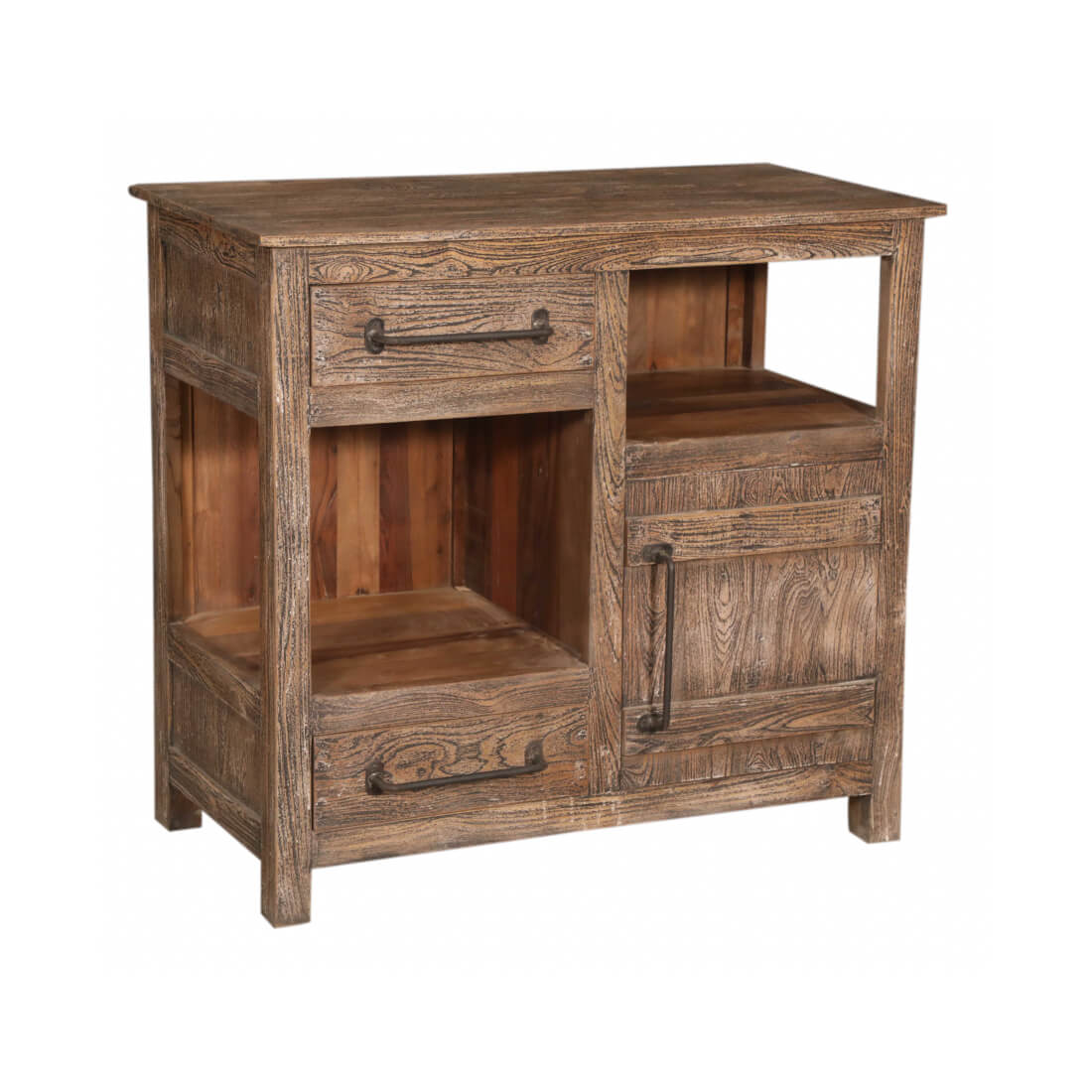 Table d'appoint artisanale avec 2 tiroirs et 1 porte