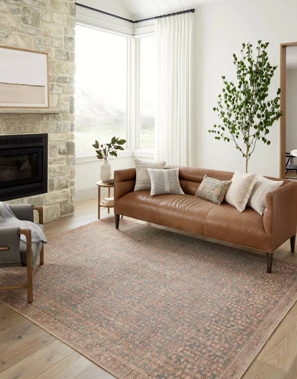 Tapis Angela Rose x Loloi Aubrey bleu/terre cuite