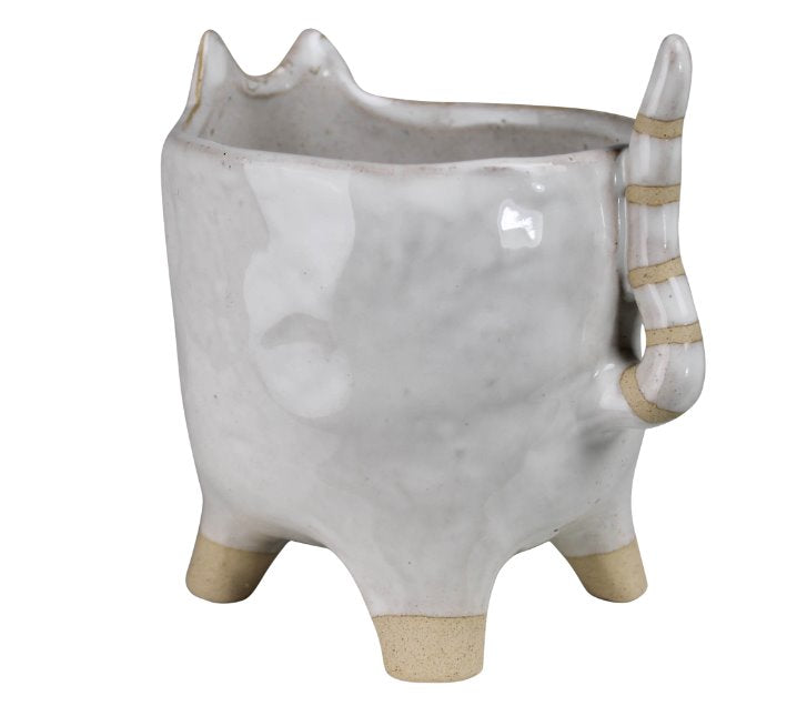 Cache-pot en céramique en forme de chat