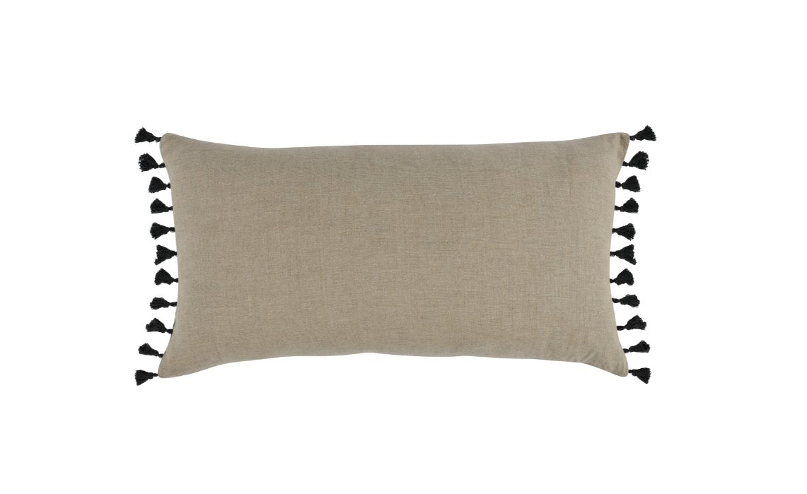 Coussin décoratif Sutton en lin naturel/noir