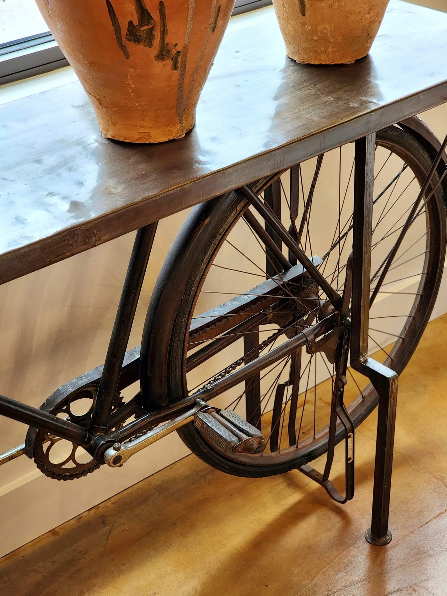 Table console vintage en fer forgé