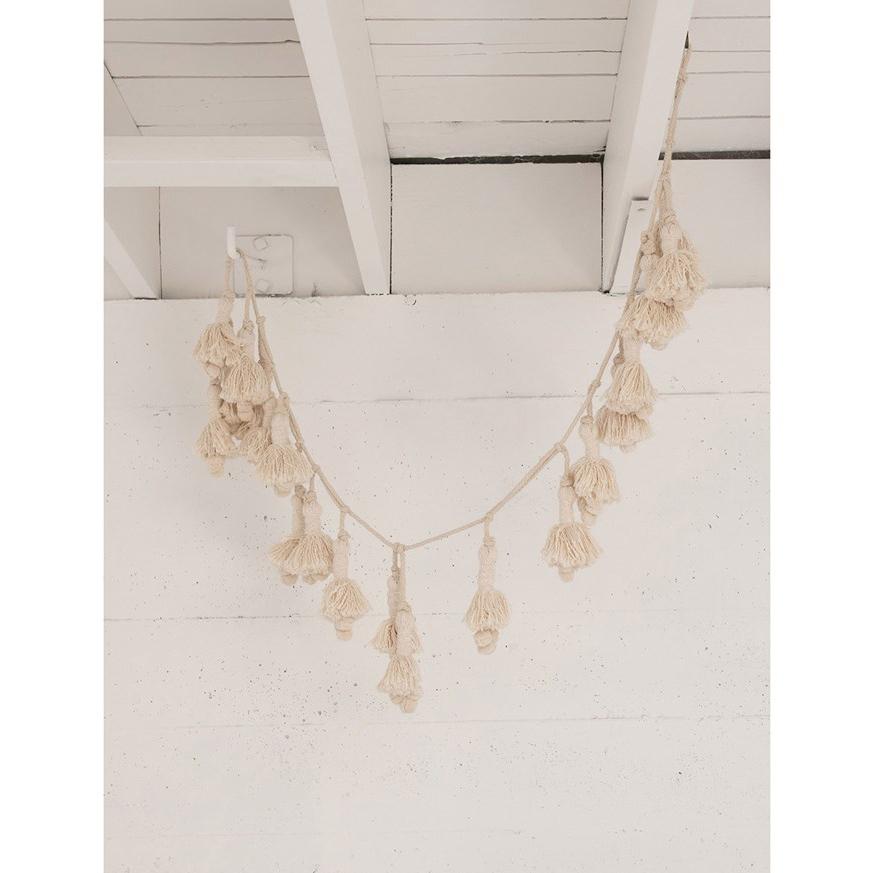 Guirlande à pompons en coton tissée à la main