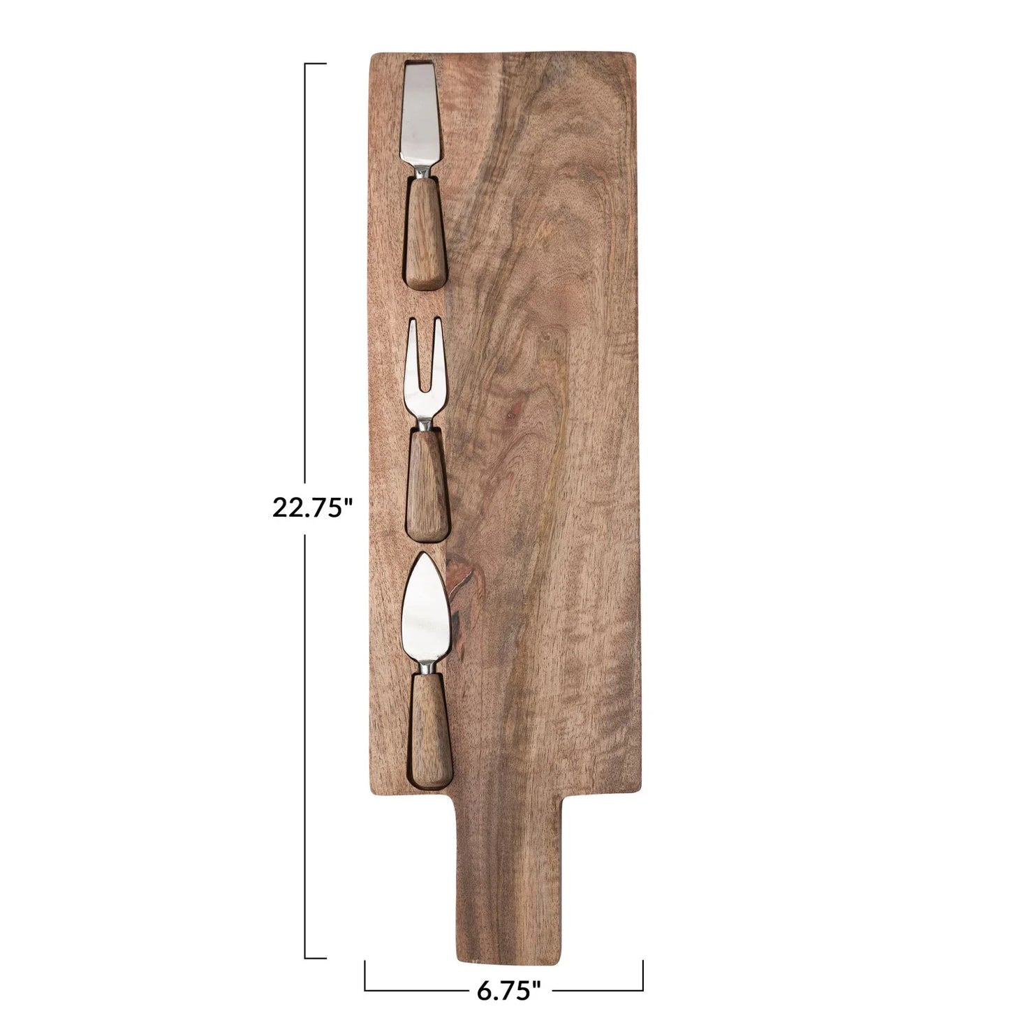 Planche à fromage en bois de manguier avec ustensiles