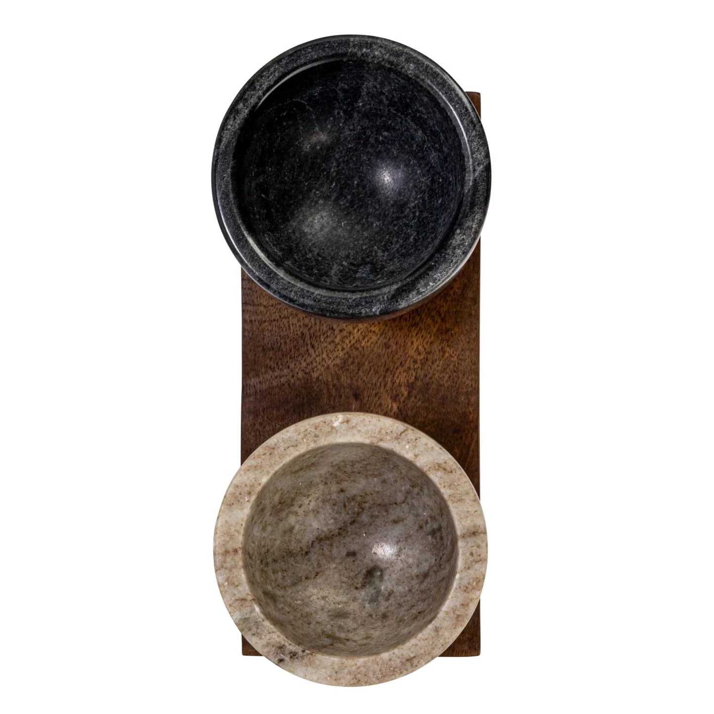 Plateau en bois de manguier avec 2 bols en marbre