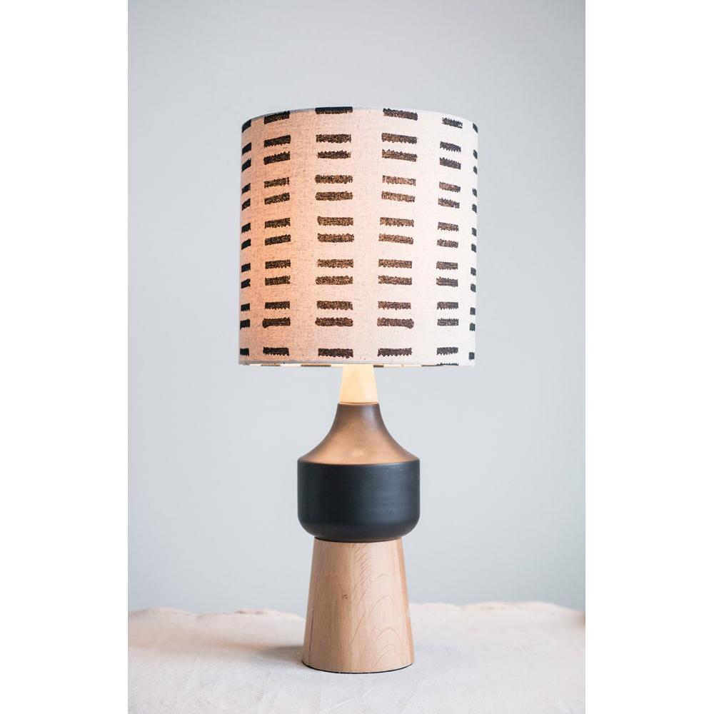 Lampe de table en bois et céramique