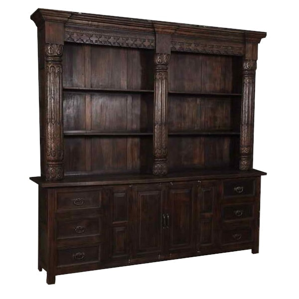 Bibliothèque en bois sculpté