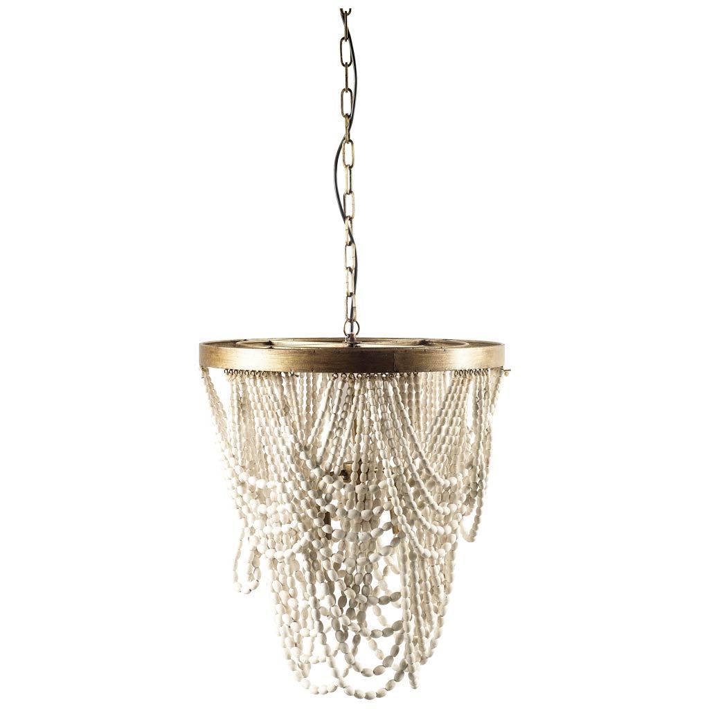 Lustre en perles de bois Pendra