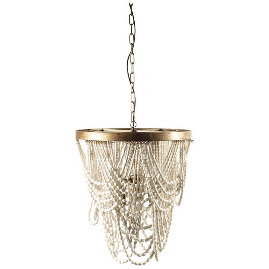 Lustre en perles de bois Pendra