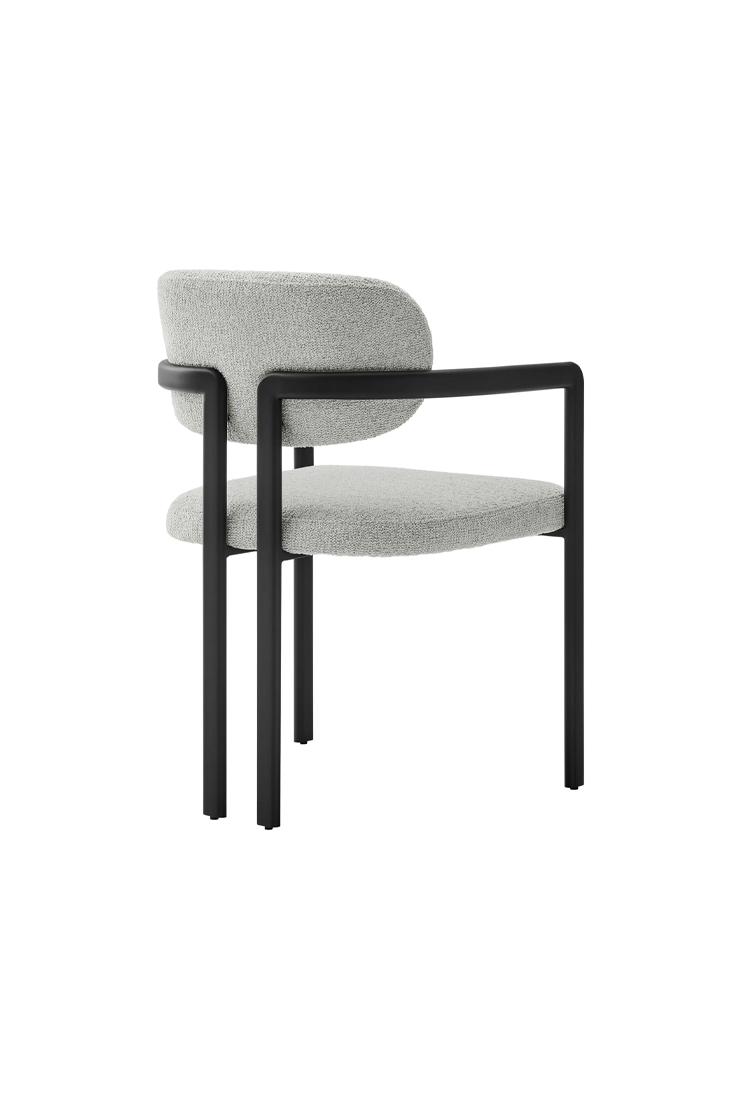 Chaise de salle à manger Marbella en tissu et métal, noir et gris tourterelle