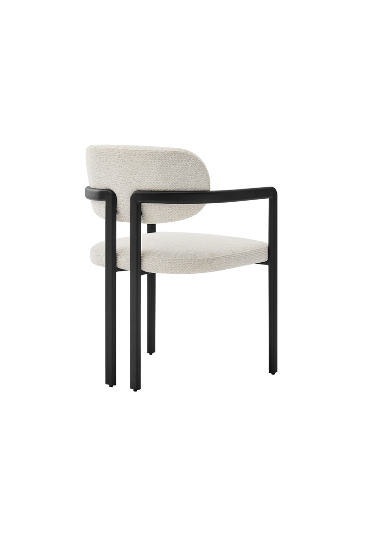 Chaise de salle à manger Marbella en tissu et métal, noir crème