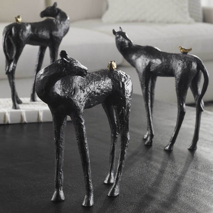 Bonjour ami, sculpture de cheval en fonte