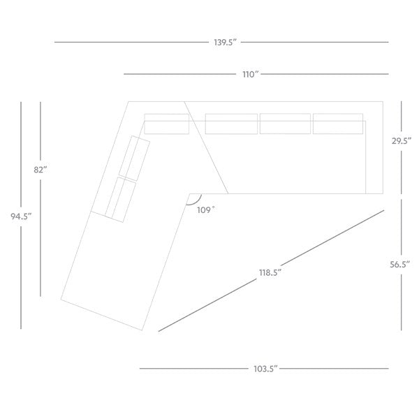 Canapé d'angle Dom 2 pièces