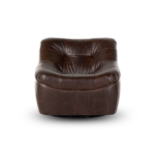 Fauteuil pivotant en cuir Farley