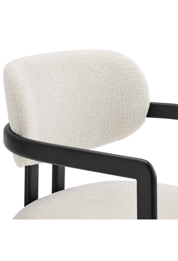 Chaise de salle à manger Marbella en tissu et métal, noir crème
