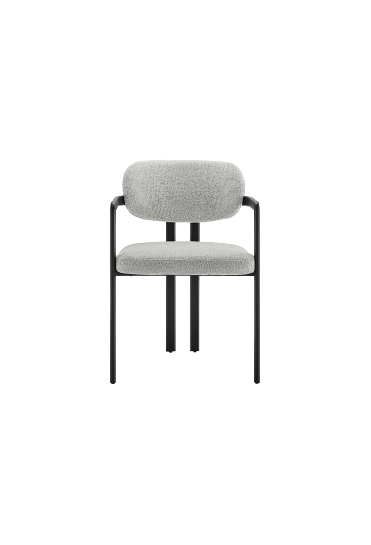 Chaise de salle à manger Marbella en tissu et métal, noir et gris tourterelle
