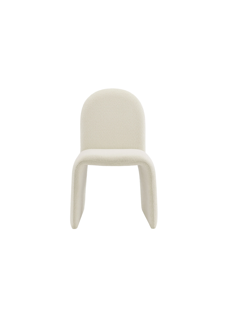 Chaise de salle à manger sans accoudoirs Riviera Boucle, crème