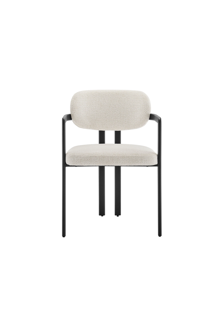 Chaise de salle à manger Marbella en tissu et métal, noir crème