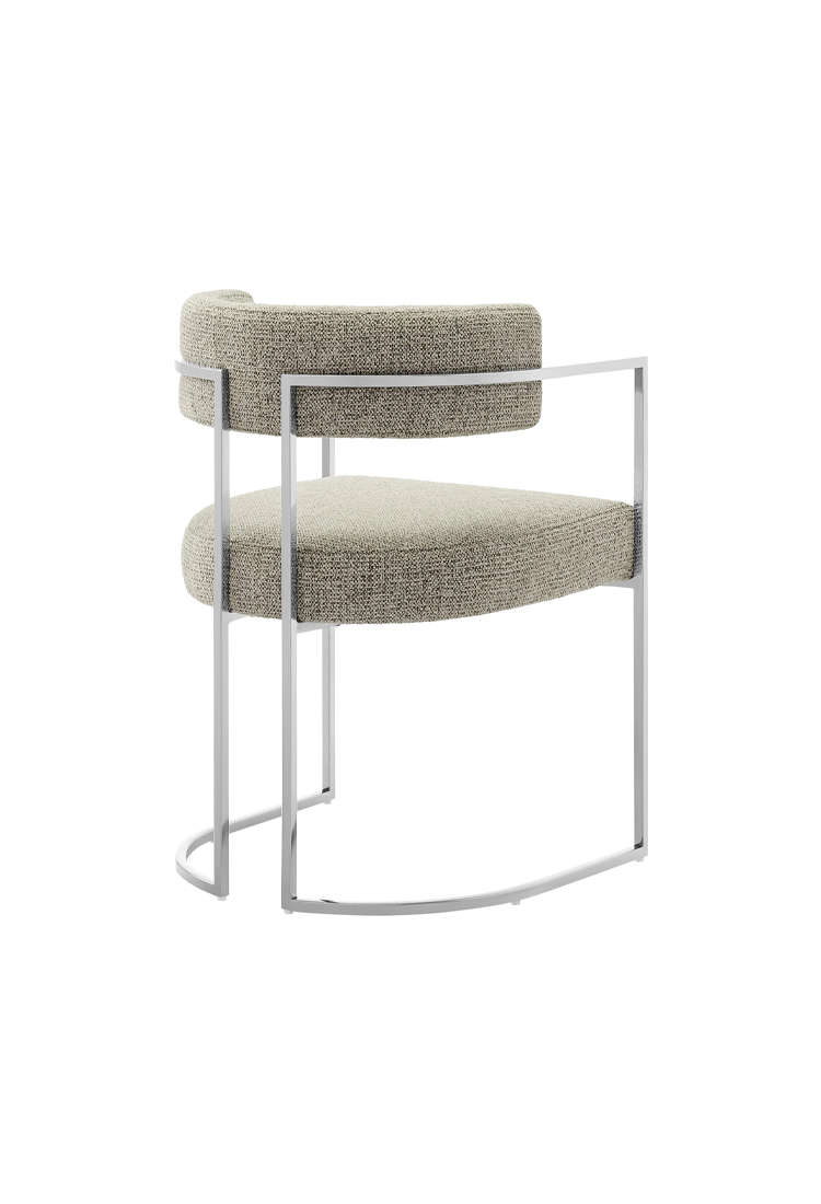 Chaise de salle à manger Ardenza à dossier incurvé en tissu et métal, blé argenté