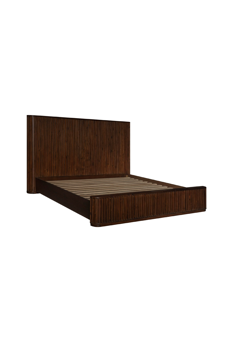 Lit Queen Cadenza en acacia, noyer