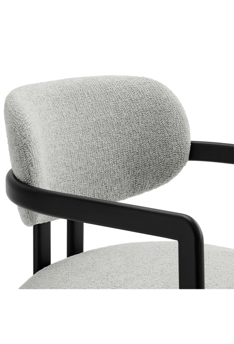 Chaise de salle à manger Marbella en tissu et métal, noir et gris tourterelle