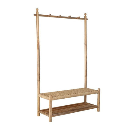 Porte-manteau avec banc tressé