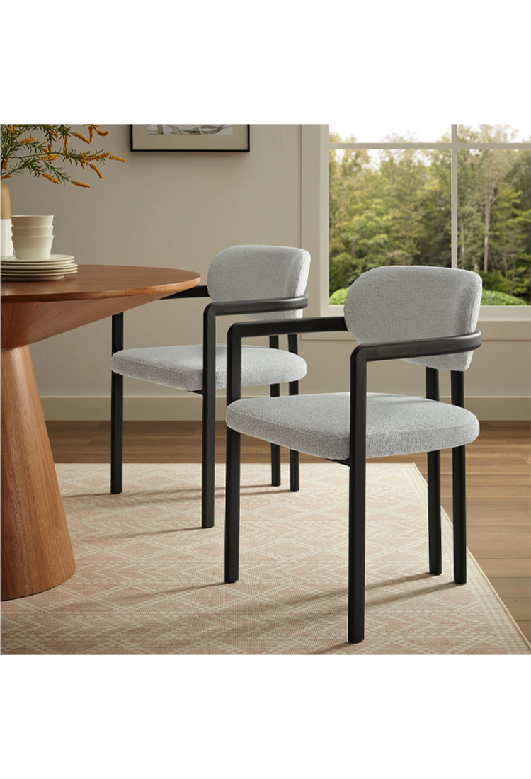 Chaise de salle à manger Marbella en tissu et métal, noir et gris tourterelle