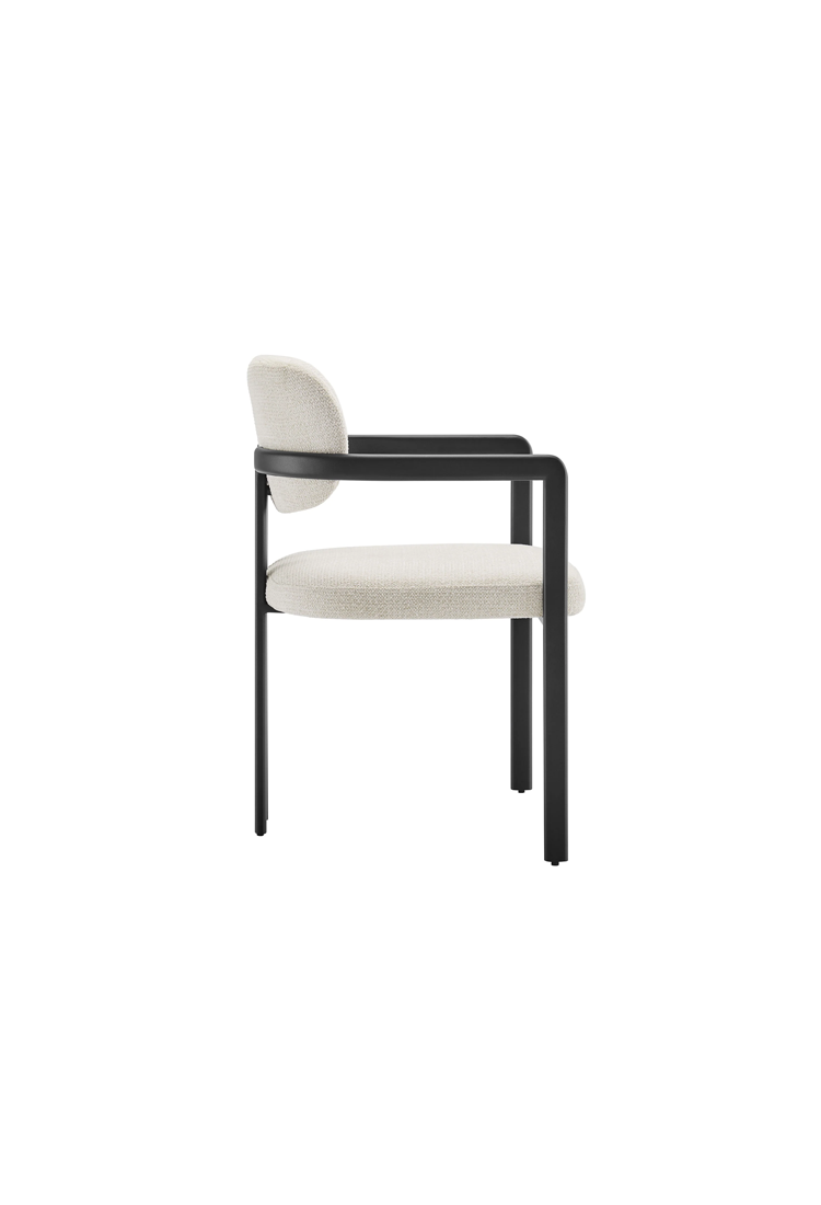 Chaise de salle à manger Marbella en tissu et métal, noir crème