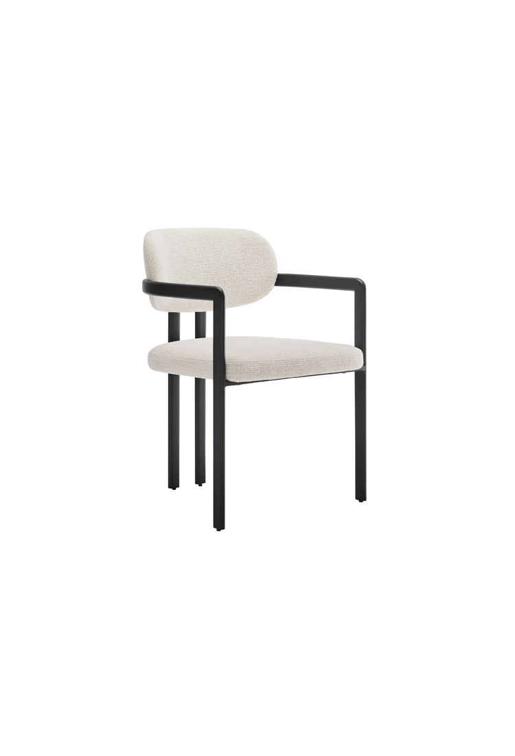 Chaise de salle à manger Marbella en tissu et métal, noir crème