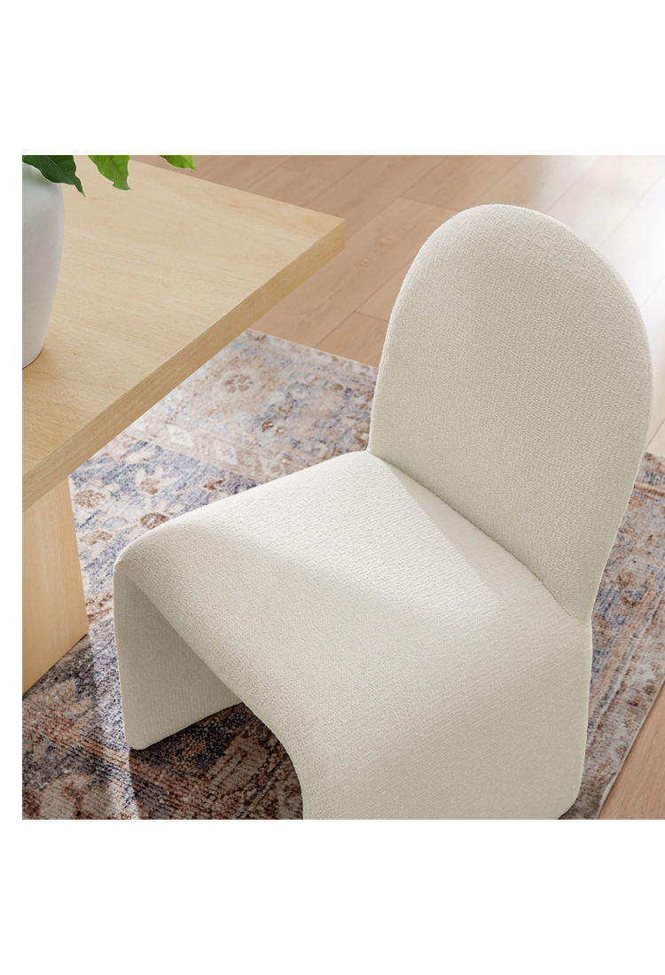Chaise de salle à manger sans accoudoirs Riviera Boucle, crème