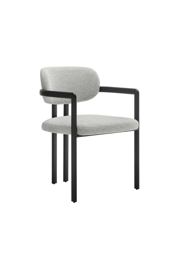 Chaise de salle à manger Marbella en tissu et métal, noir et gris tourterelle