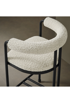 Tabouret de bar Aveline à dossier incurvé en métal et boucle, perle noire