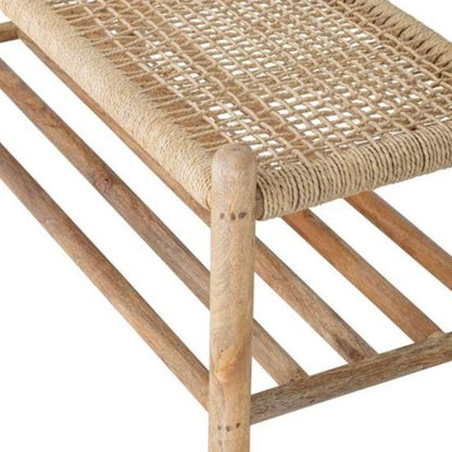 Porte-manteau avec banc tressé