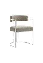 Chaise de salle à manger Ardenza à dossier incurvé en tissu et métal, blé argenté