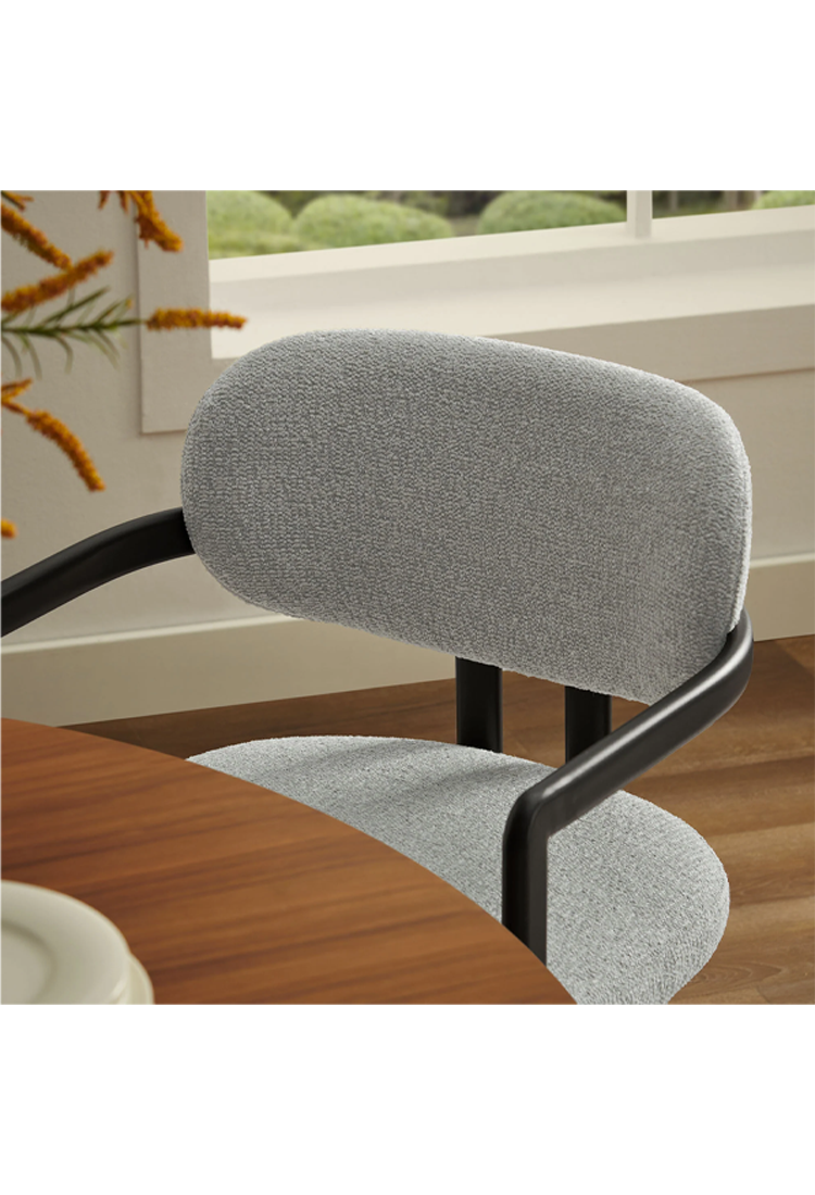 Chaise de salle à manger Marbella en tissu et métal, noir et gris tourterelle