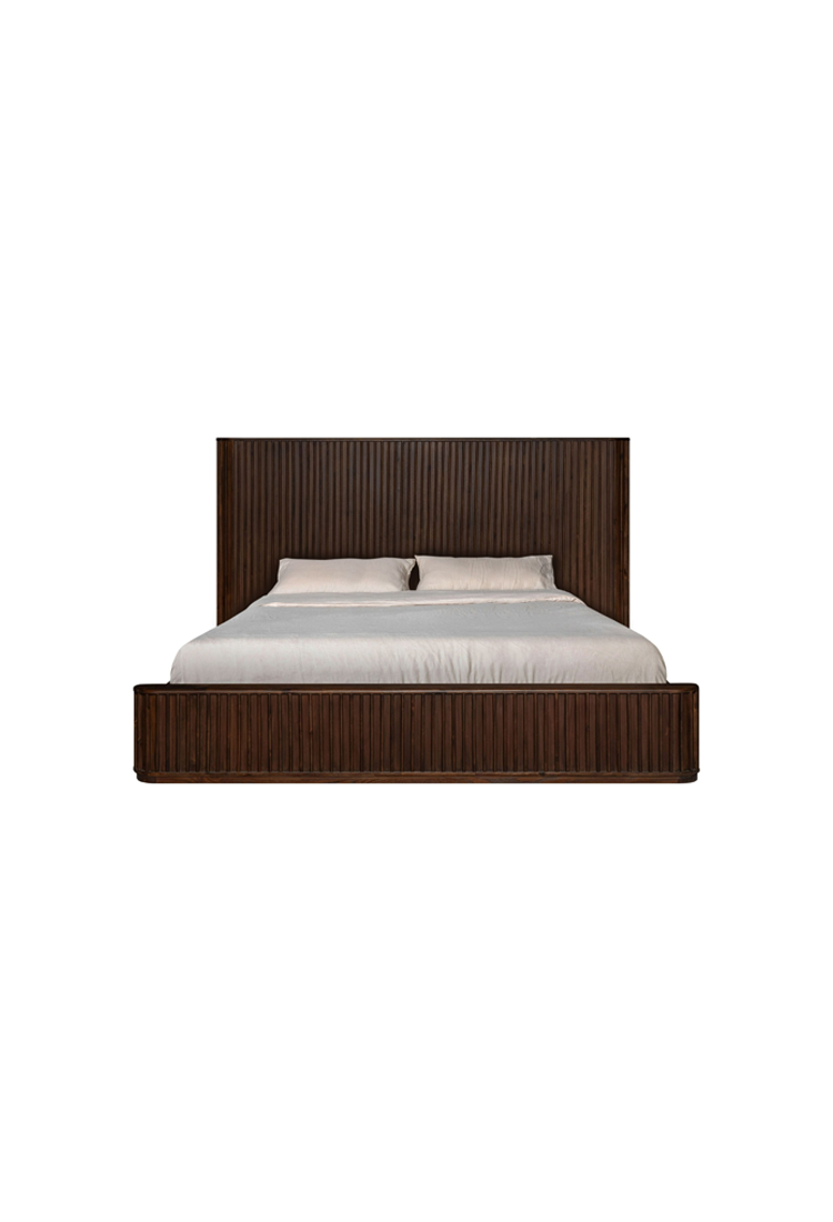 Lit King Cadenza en acacia, noyer
