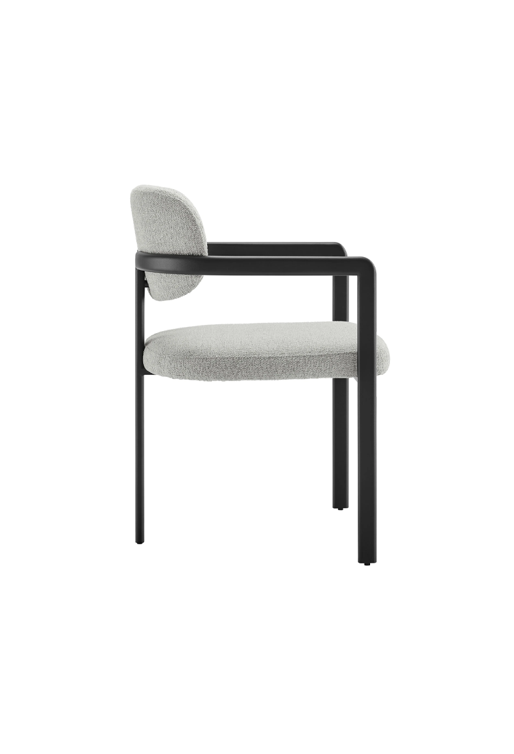 Chaise de salle à manger Marbella en tissu et métal, noir et gris tourterelle