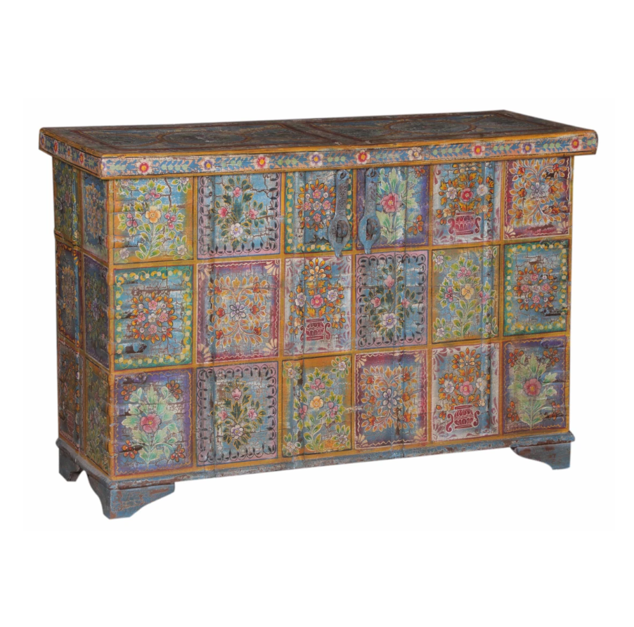 Boîte en bois peinte à la main