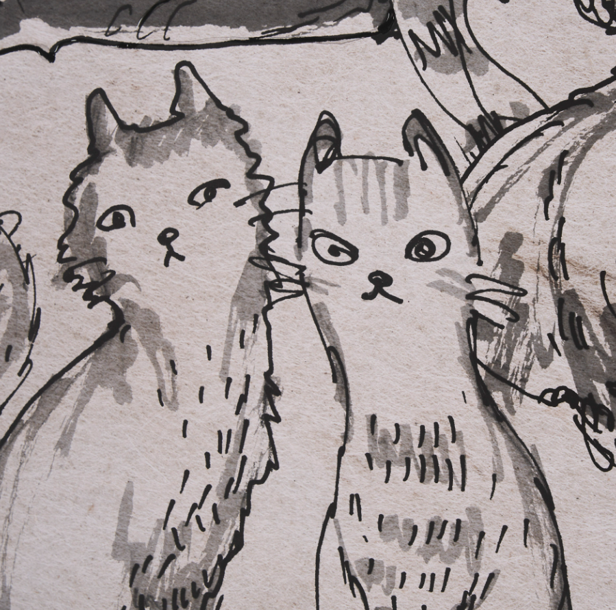 Estampe d'art de croquis de chat