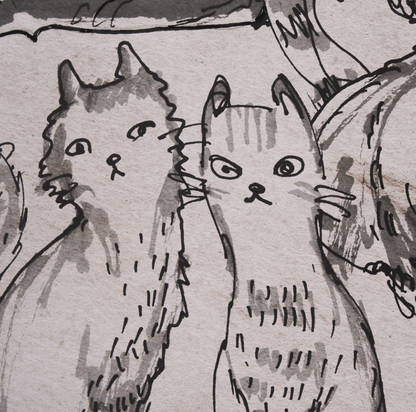 Estampe d'art de croquis de chat