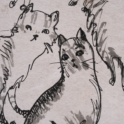 Estampe d'art de croquis de chat