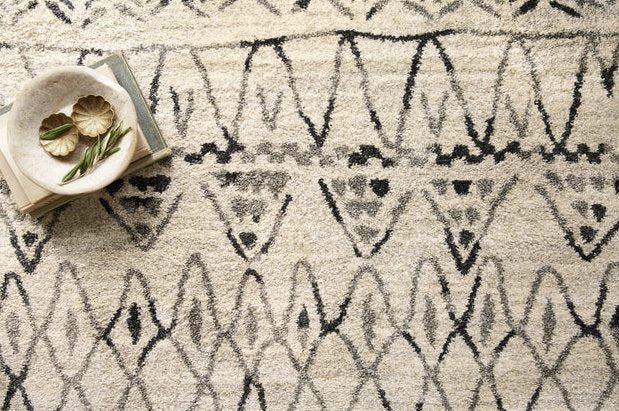 Tapis Emory en gris chiné/noir